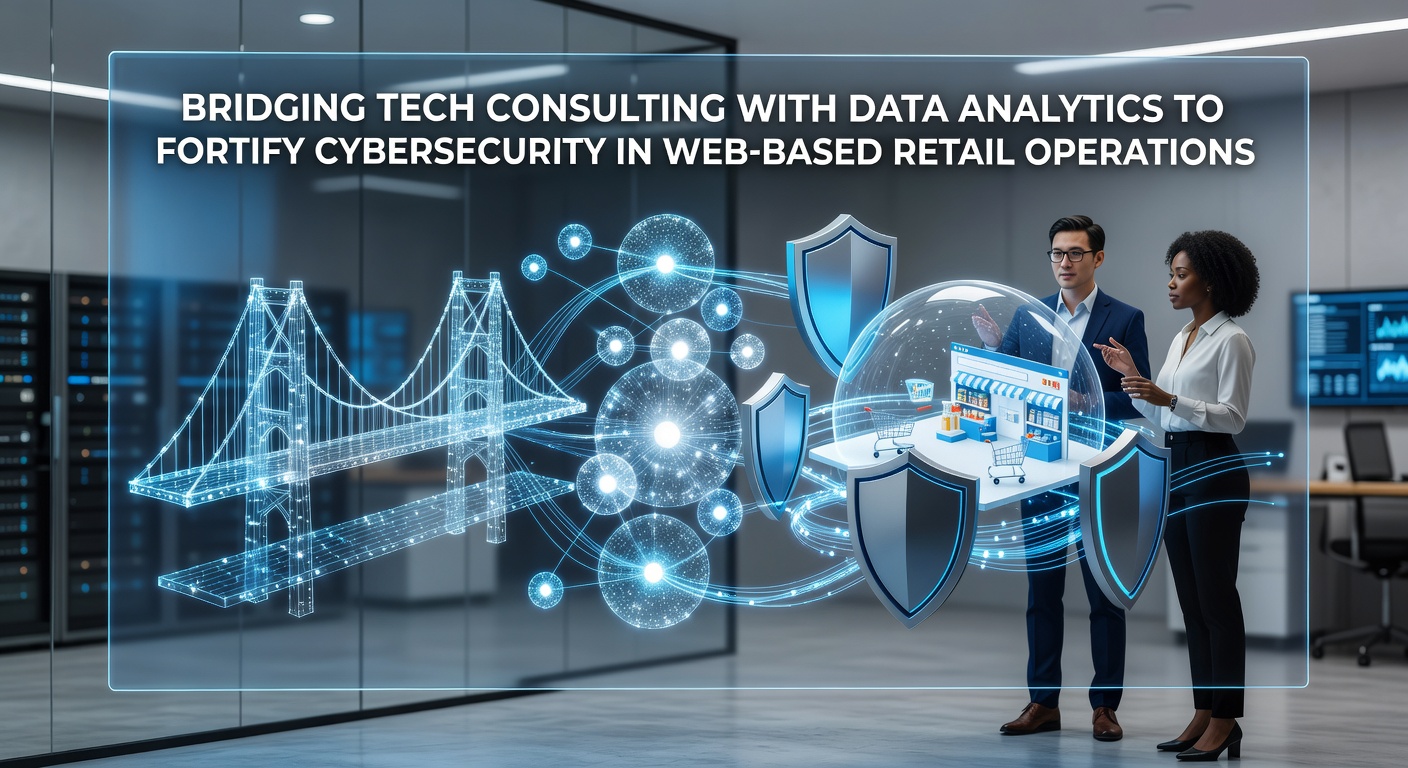 Tech consultants analyzing retail data streams for cybersecurity enhancements