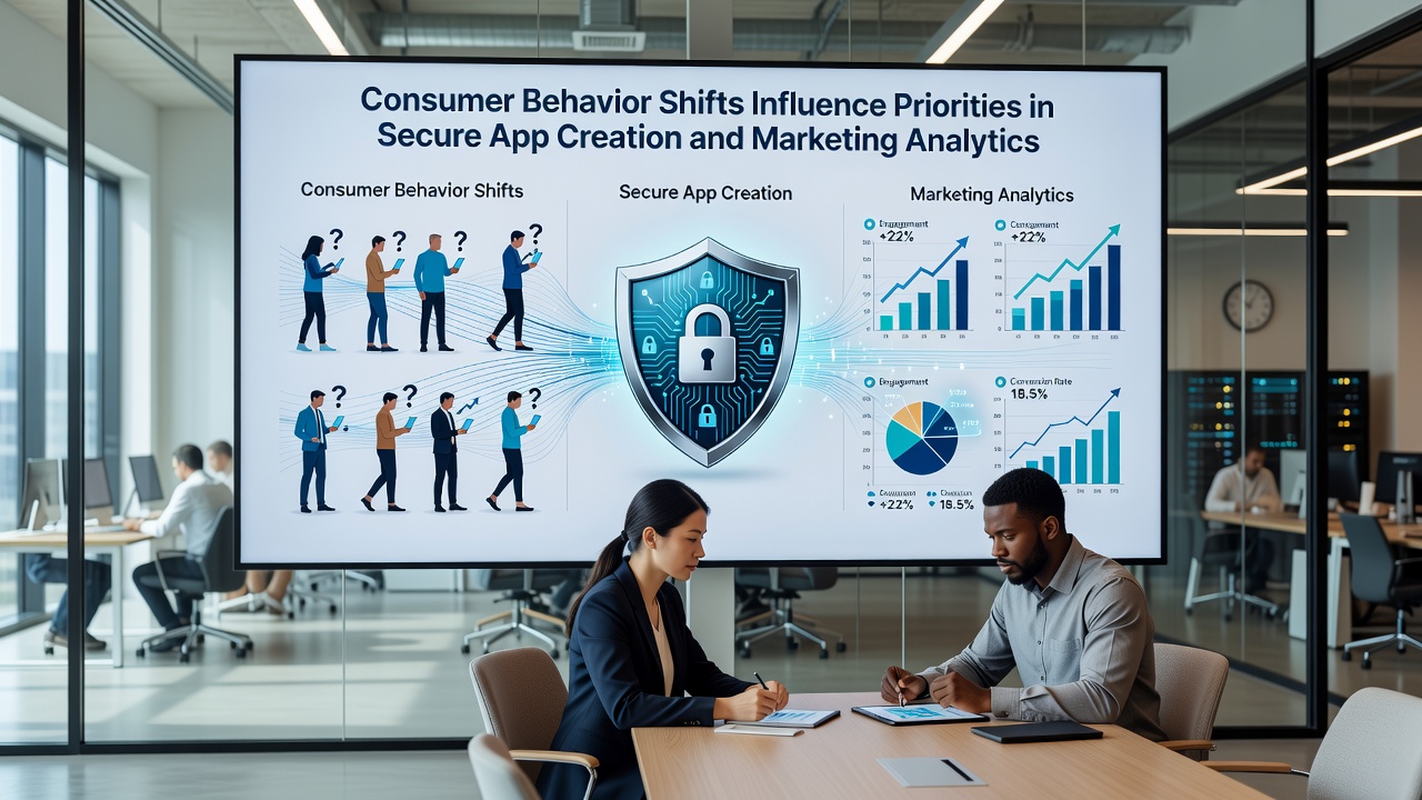 Chart displaying marketing analytics metrics alongside app security performance indicators