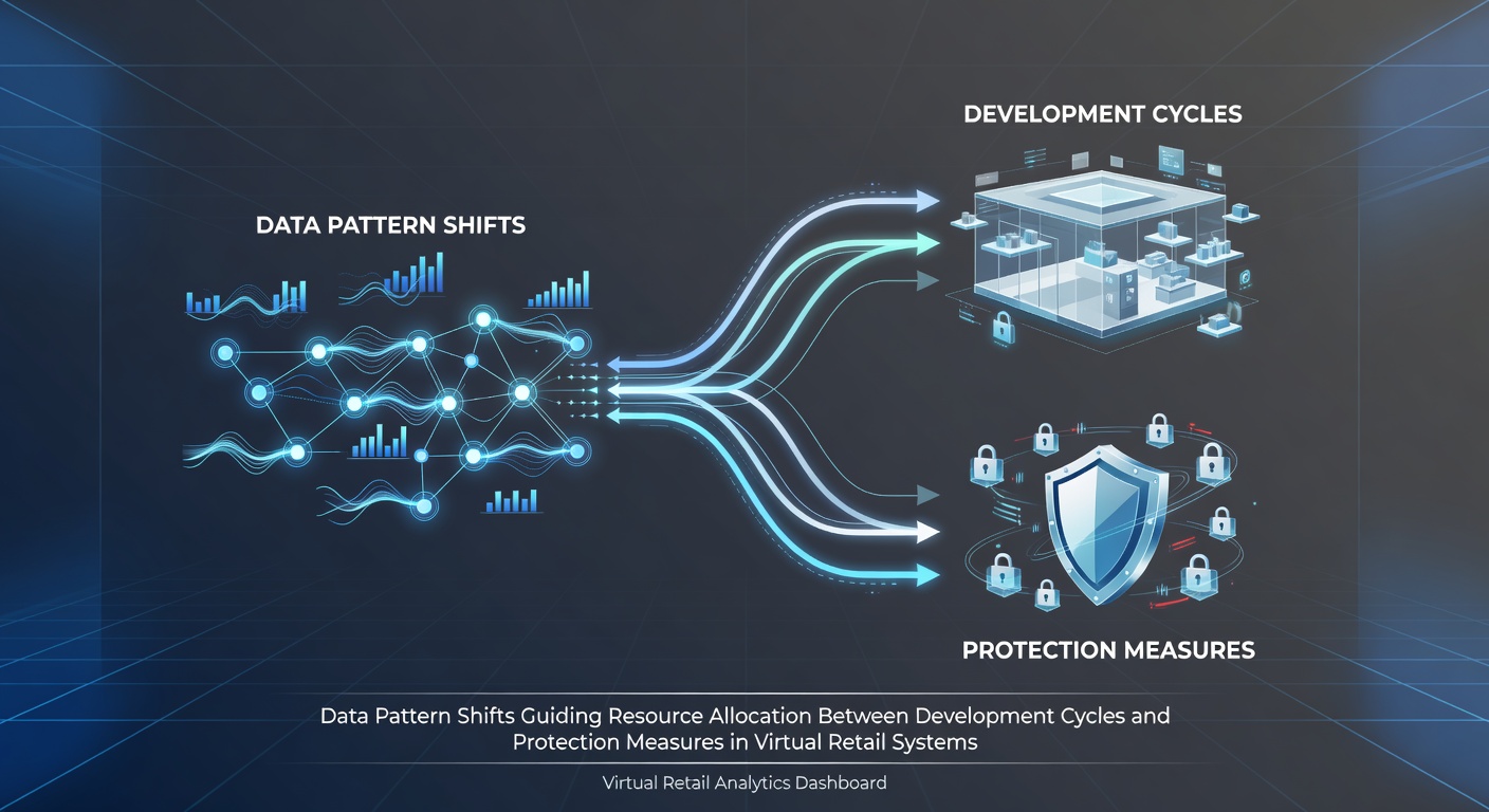 Data visualization showing shifting patterns in virtual retail systems with resource allocation graphs