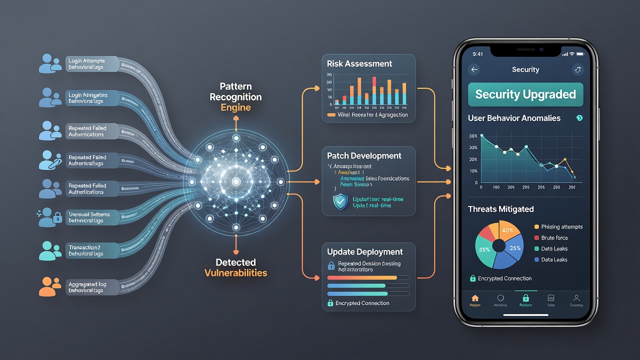 Mobile app update workflow incorporating security measures based on user behavior analytics