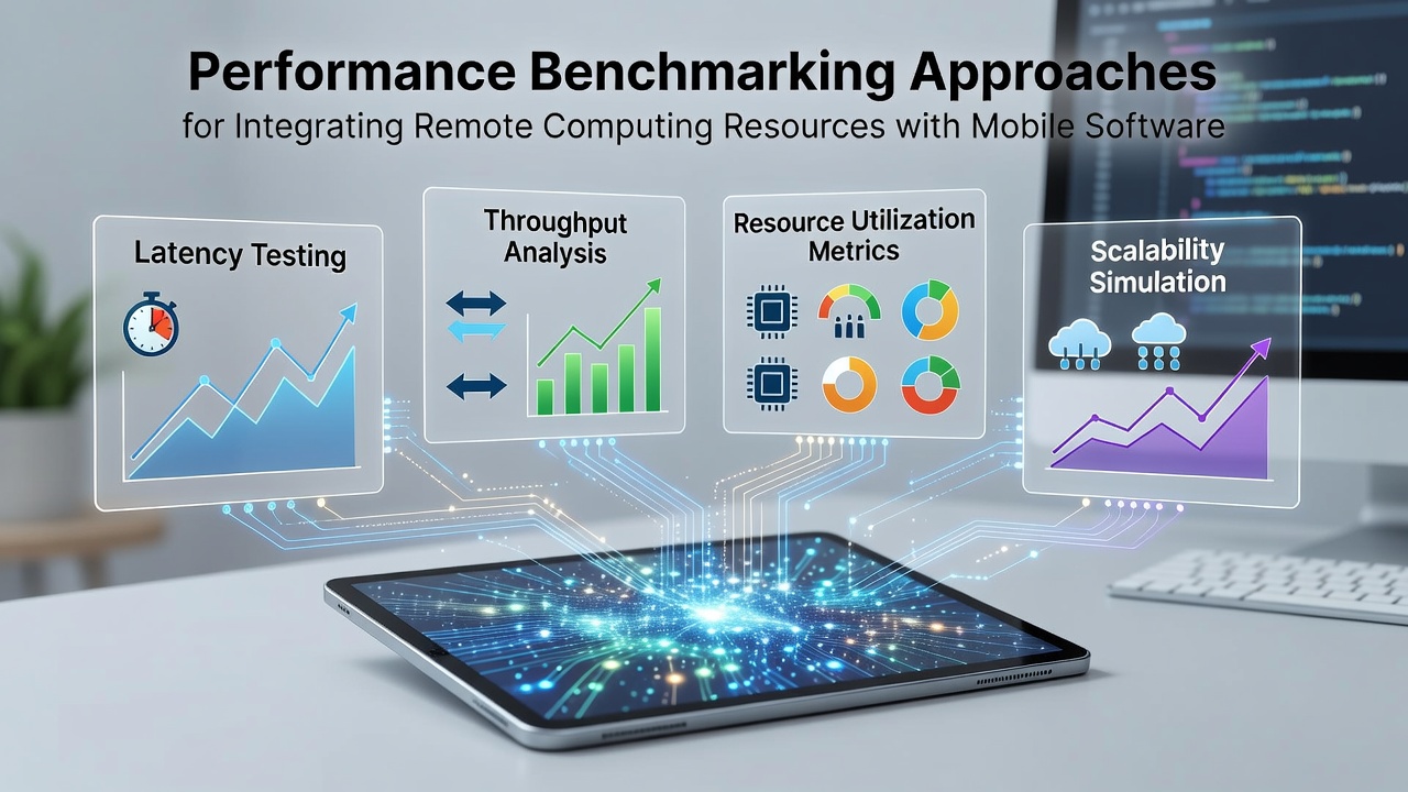 Mobile device connected to remote servers during benchmark testing