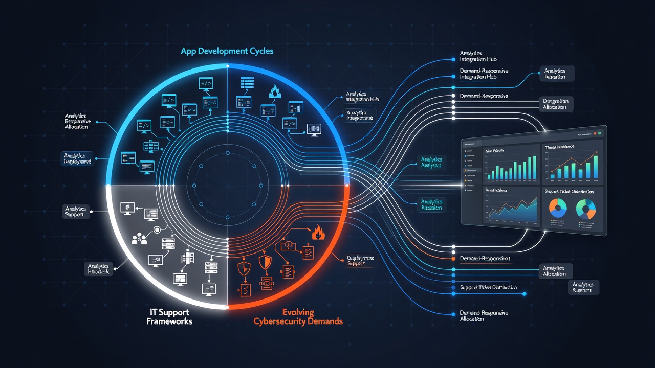 Resource distribution patterns linking app development cycles with IT support in retail systems