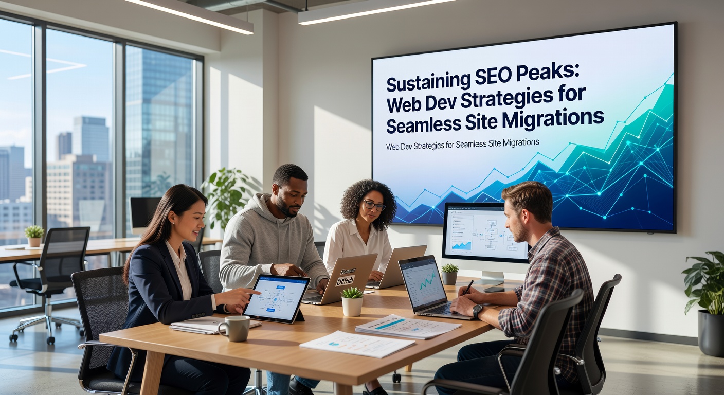 Close-up of code editor showing 301 redirect implementations and SEO monitoring tools during a live site migration