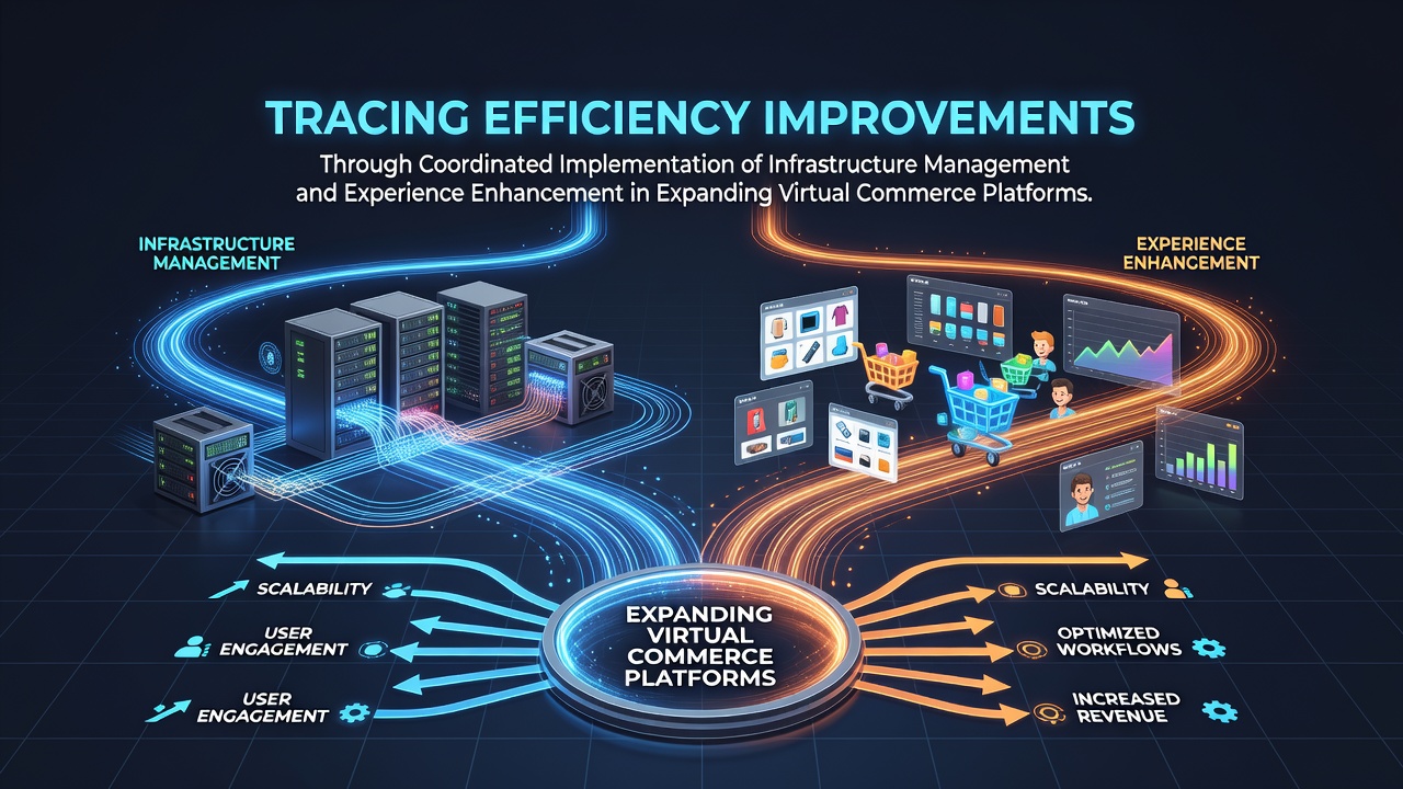 Infrastructure management systems coordinating with user experience enhancements in expanding virtual commerce platforms during mid-2026 growth cycles