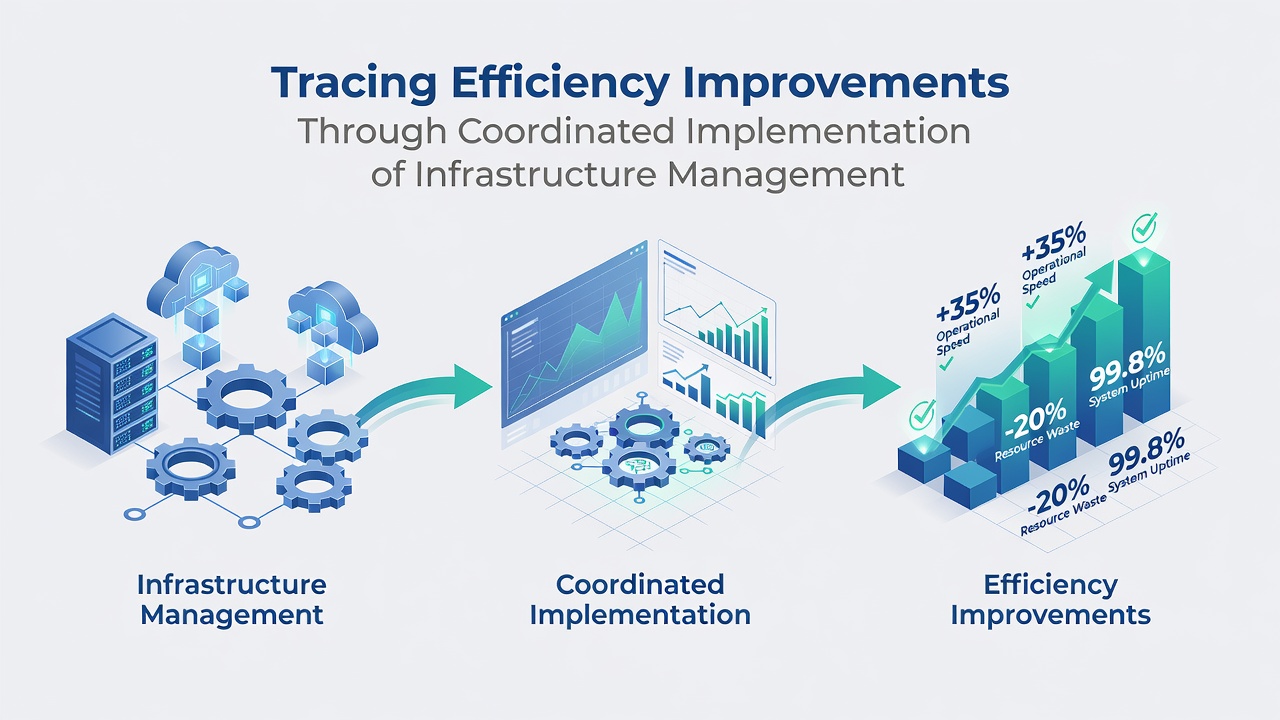 Data visualization of efficiency metrics from coordinated infrastructure and experience enhancements in virtual commerce growth
